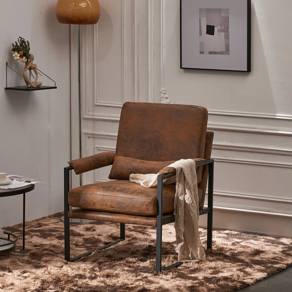 Iron Frame Chair With Cloth Upholstery Indoor Leisure Chair