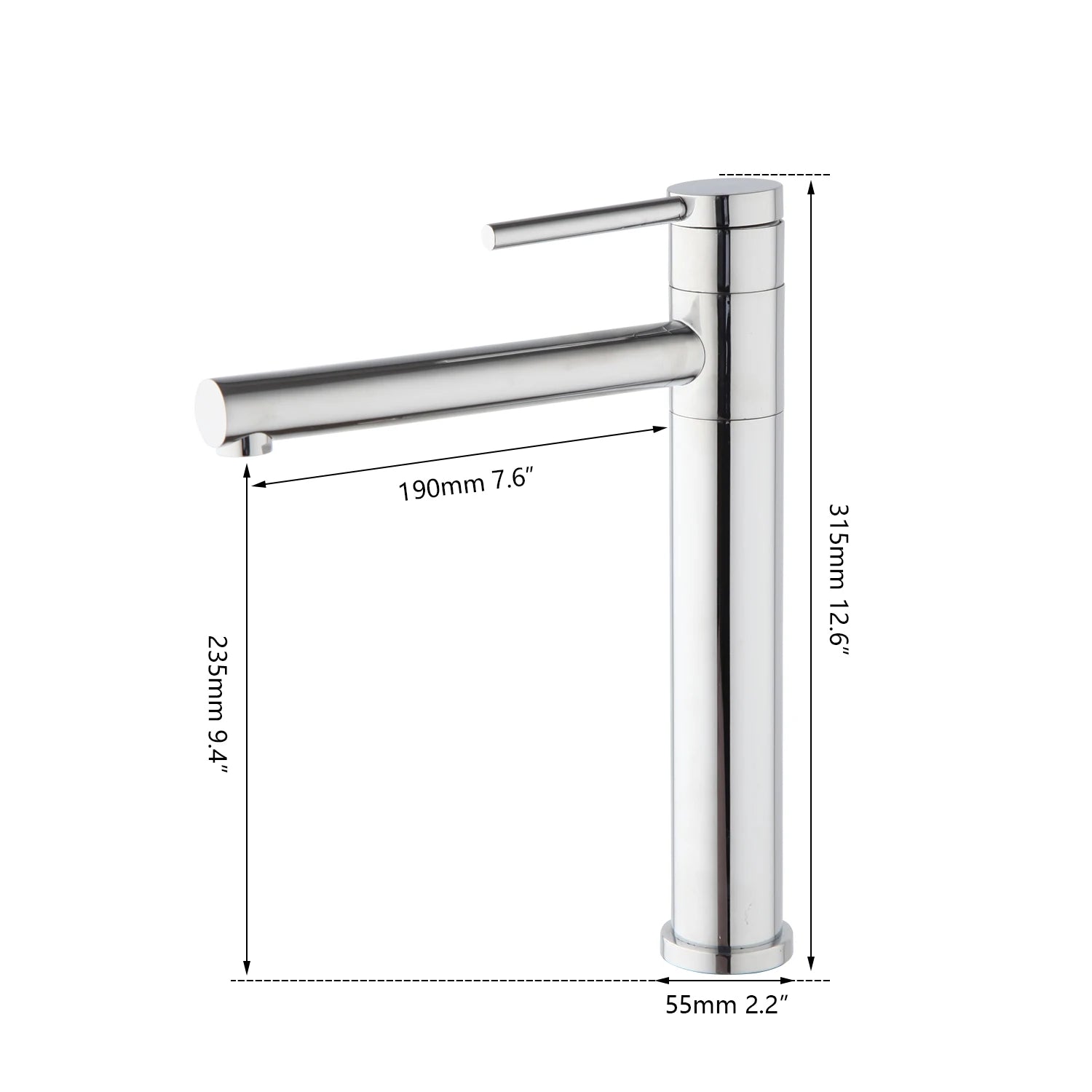 JIENI Deck Mounted Bathroom Vessel Sink Faucet With Long Spout