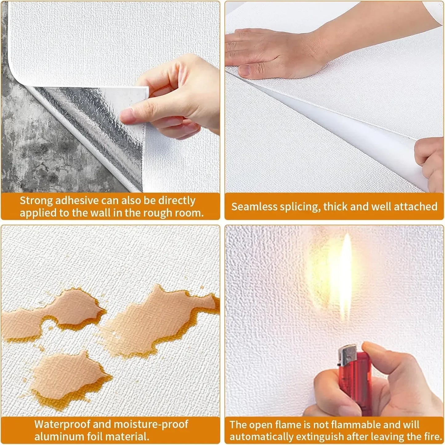 NONECN Linen 3D Foam Self Adhesive Wallpaper Waterproof