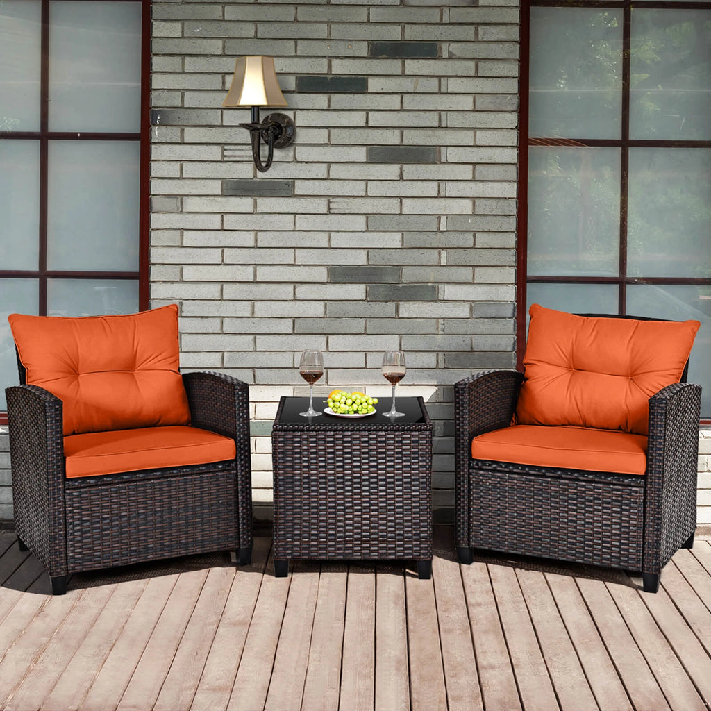 HOMASIS Outdoor Patio Rattan Furniture Set Cushioned Conversation Sofa