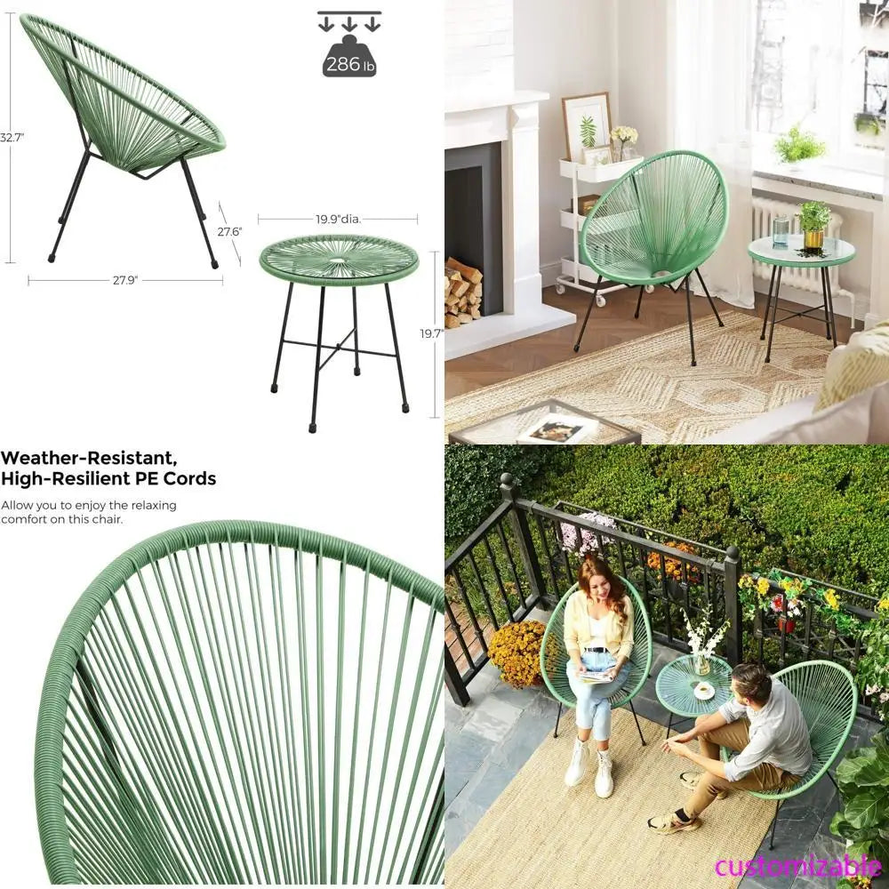 XMSJ Contemporary Outdoor Furniture Three Piece Acapulco Chairs Patio Table