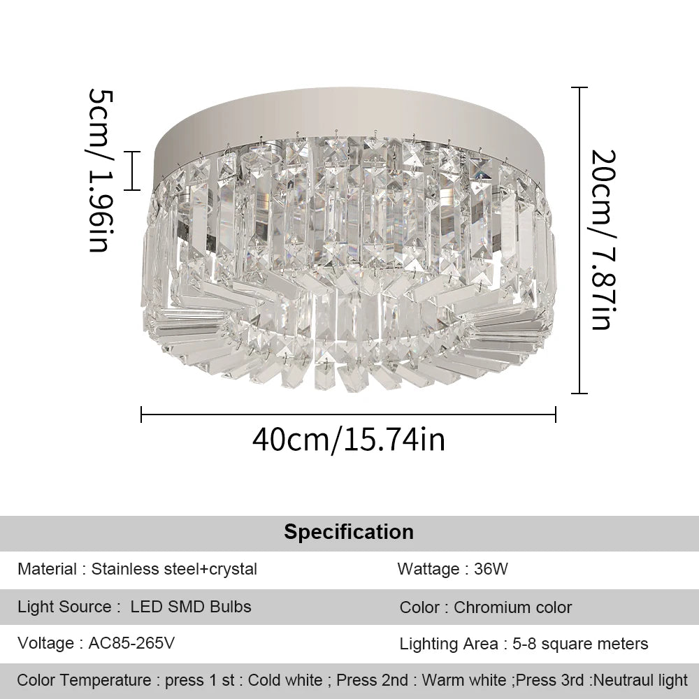 VETRULUS Crystal LED Ceiling Light For Living Room