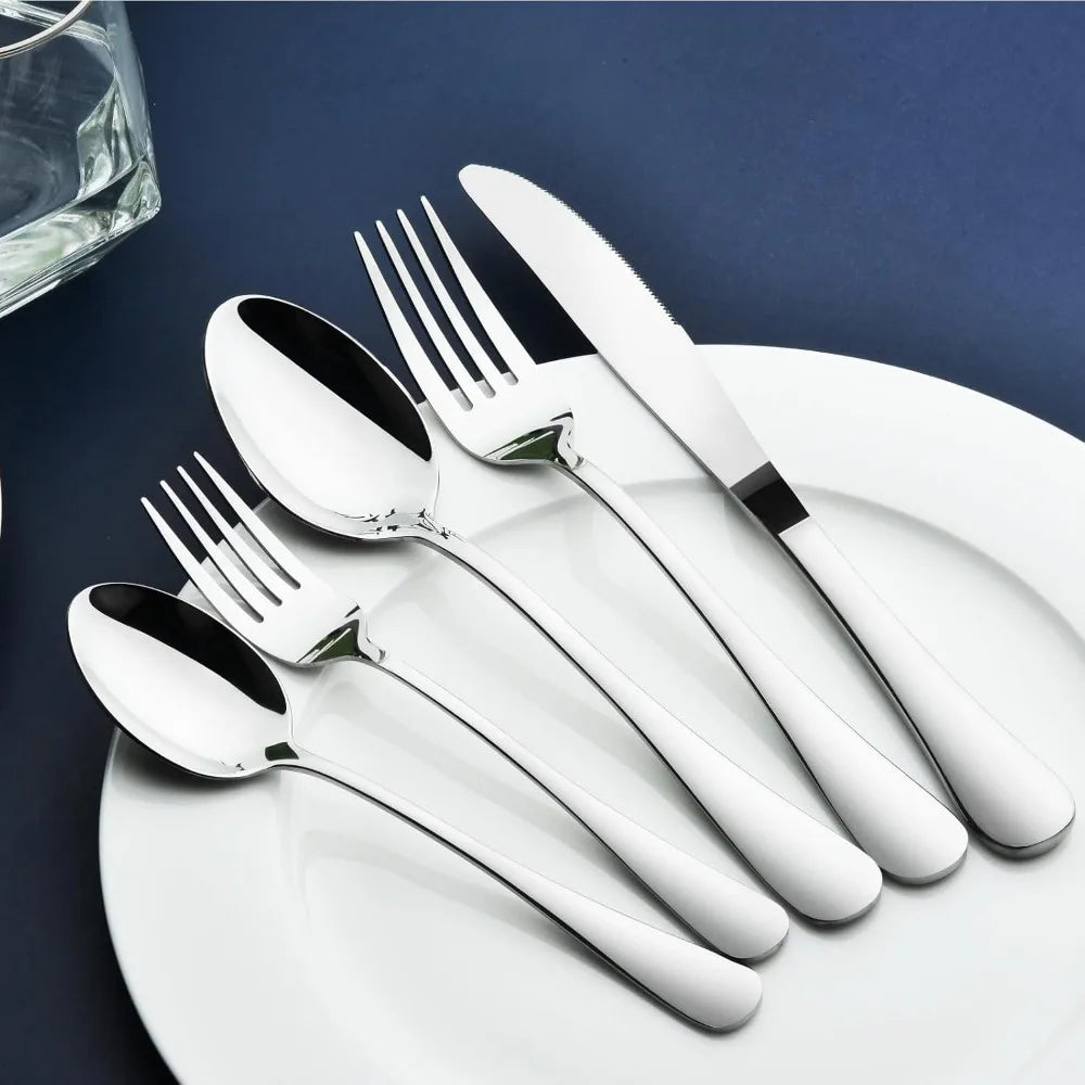 60 Piece Stainless Steel Flatware Set for 12 With Steak Knife Fork Spoon