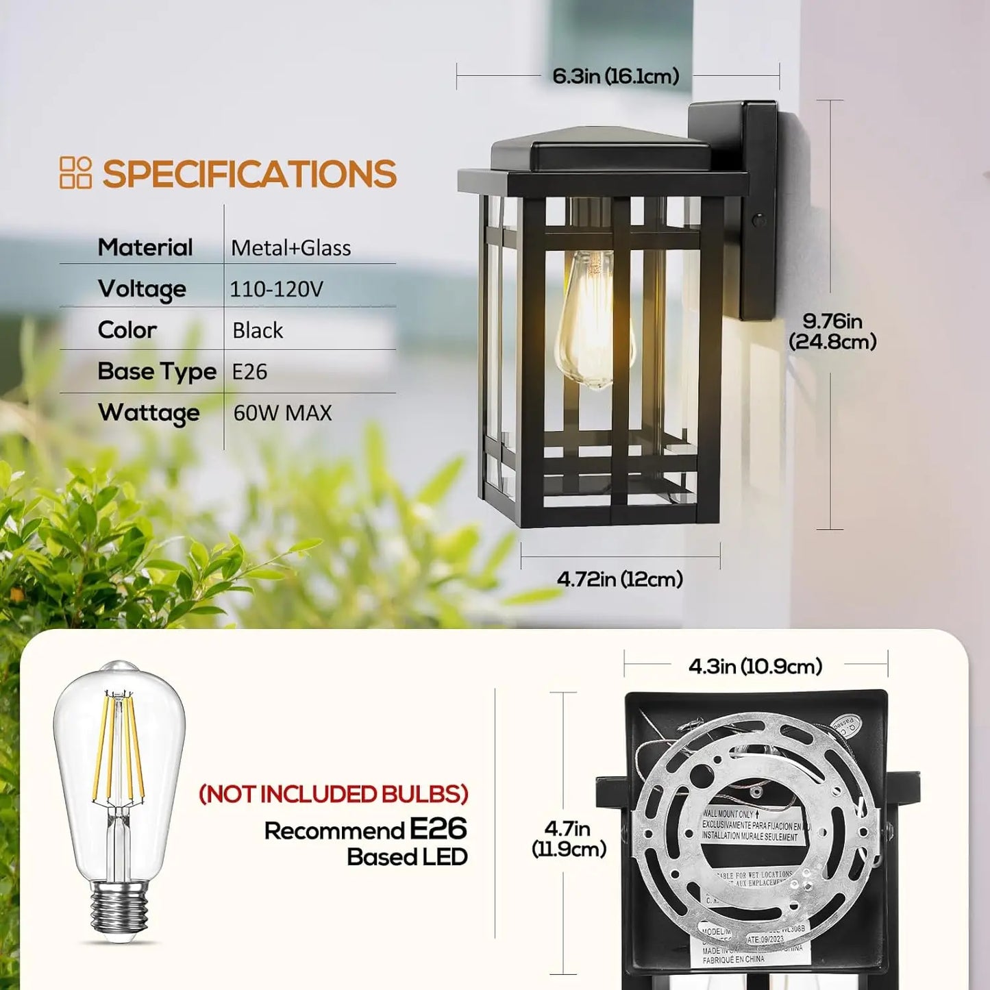 SZRSTHH Outdoor Waterproof Wall Light Modern Matte Exterior