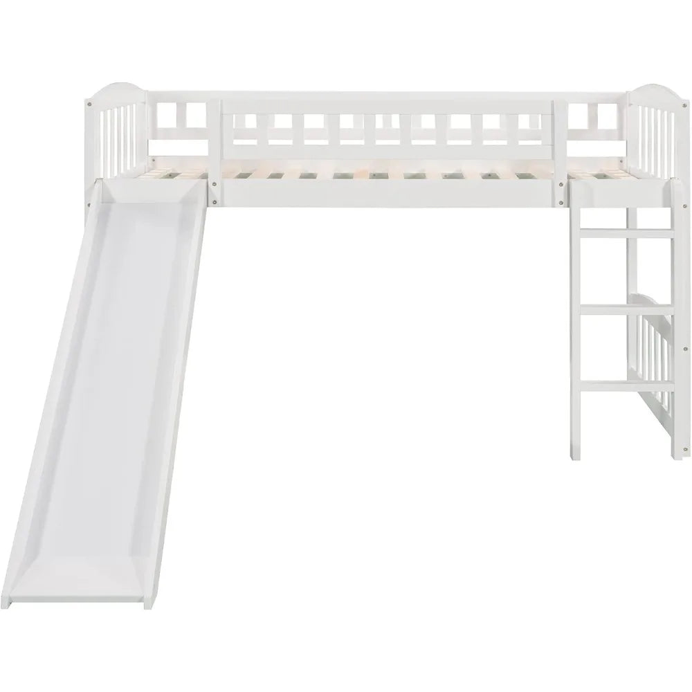 TIFICY Wooden Loft Bed With Slide And Ladder For Kids