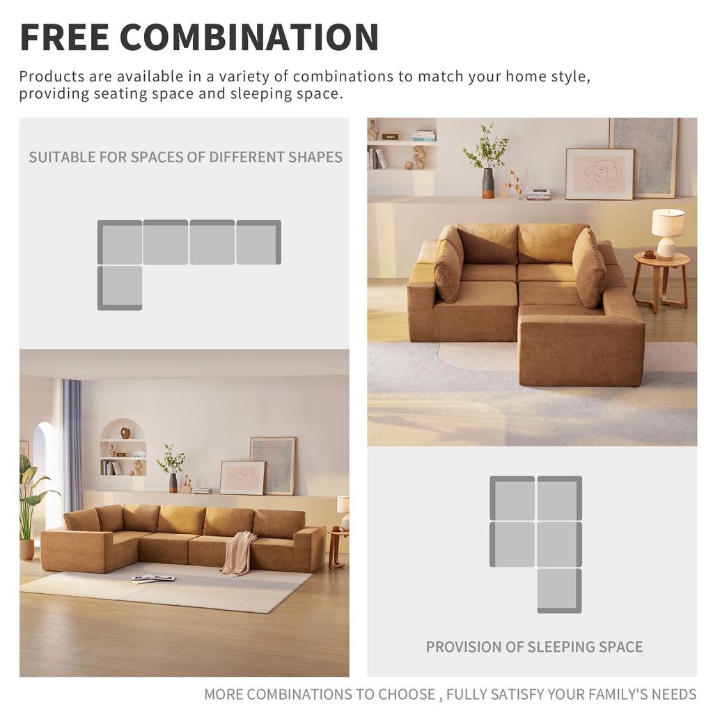 Modular Sectional Sofa with Wide Seat,No Assembly Required,Free Combination,L Shaped Couch Set