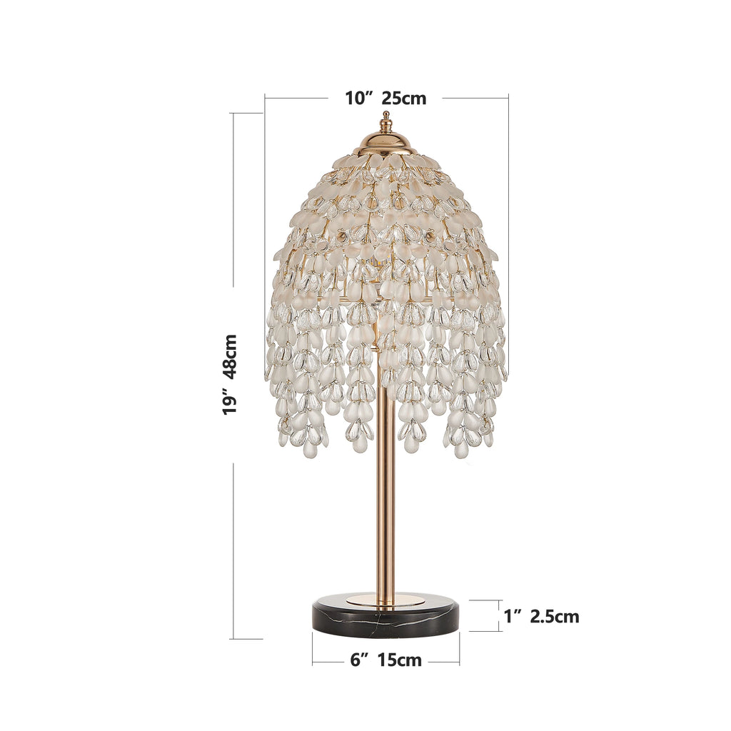 Elegant Crystal Table Lamp Vintage Waterfall Design Marble