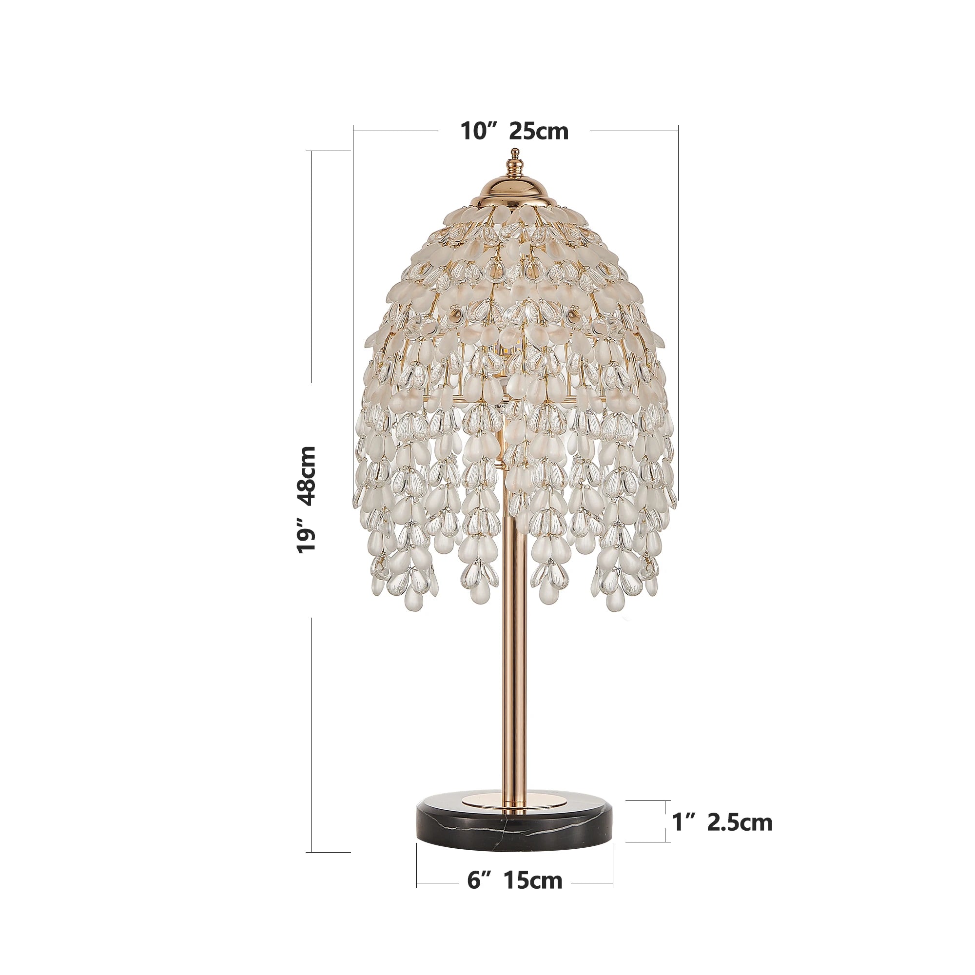 Elegant Crystal Table Lamp Vintage Waterfall Design Marble