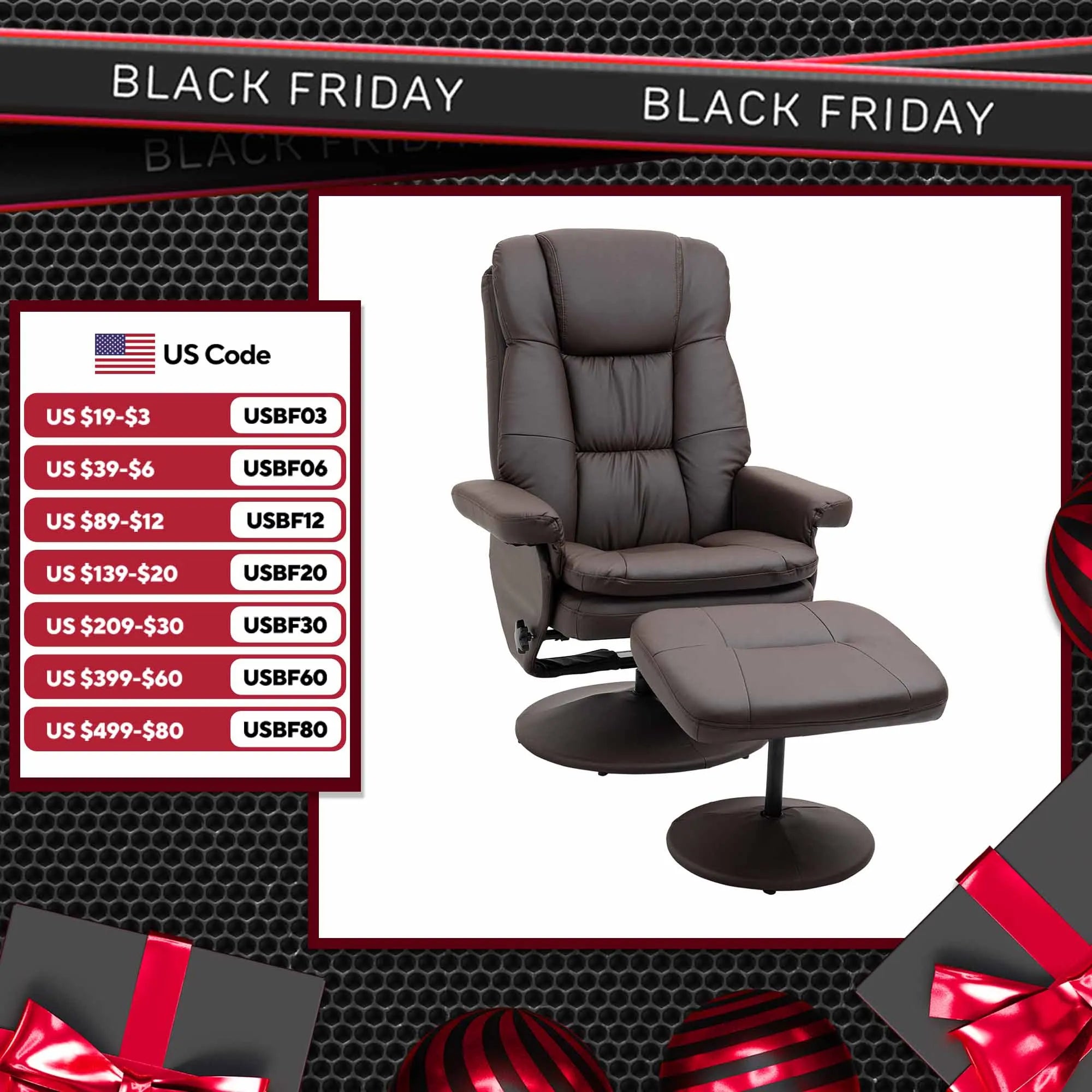 HOMCOM Modern PU Leather Recliner Chair With Footrest