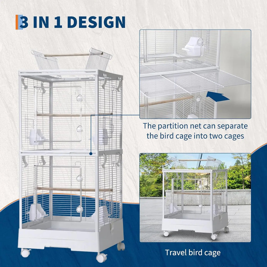 Bird Cage With Rolling Stand for Parrots and Finches