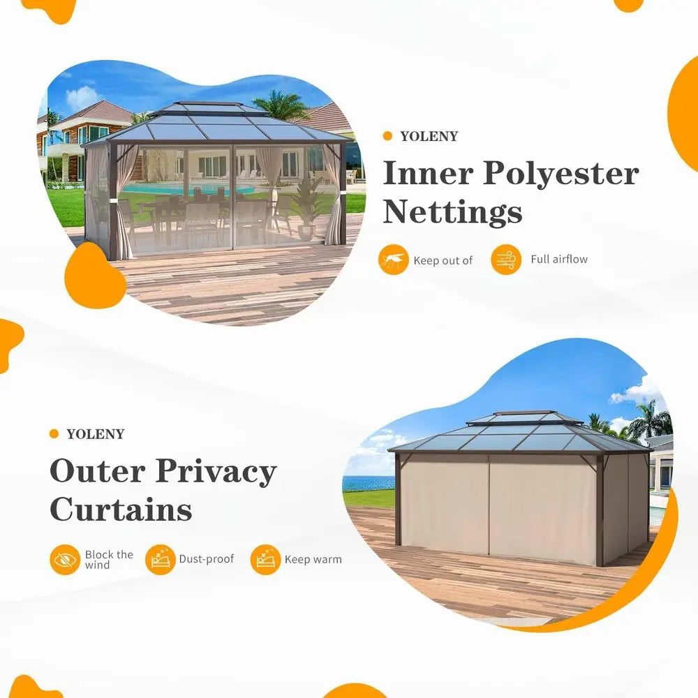 Durable Outdoor Gazebo With Curtains And Mosquito Netting