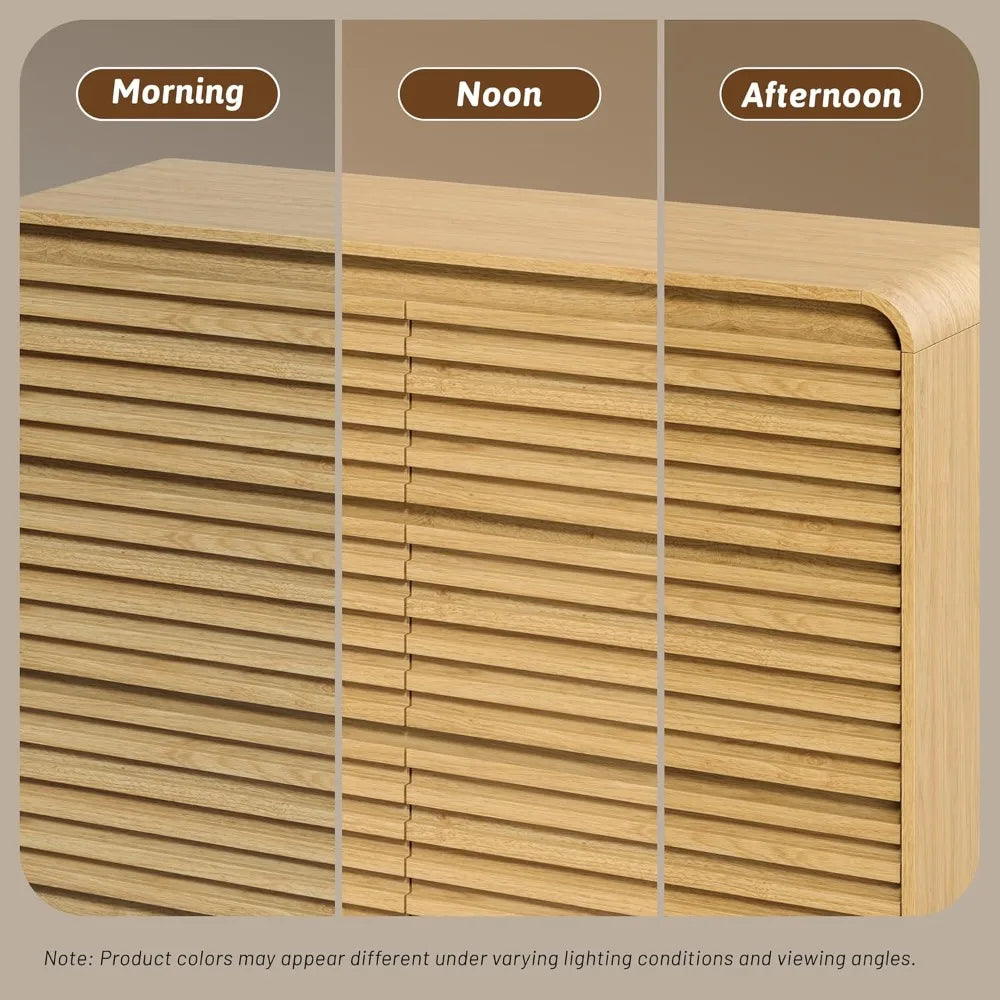 XIAOLANG 3-Piece Dresser and Nightstand Set Modern Fluted Profile