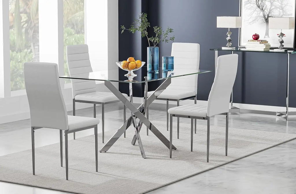 XMSJ 5 Piece Glass Dining Table Set For 4 With Chairs