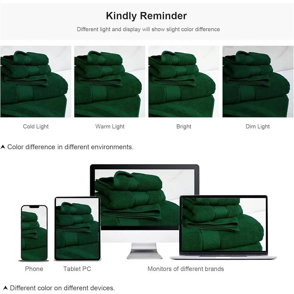 Luxury 6 Piece Turkish Cotton Towel Set Soft Absorbent Quick Dry Bath Hand Washcloths Bathroom Spa