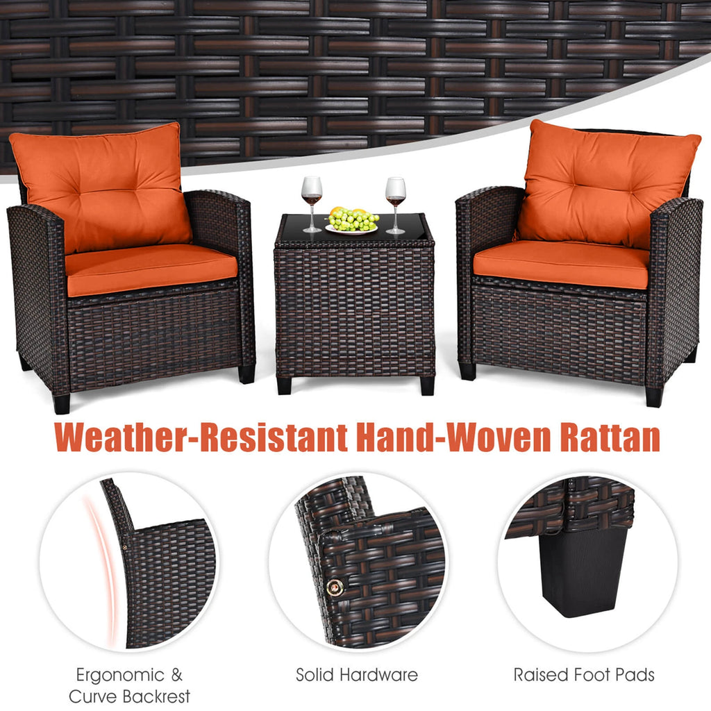 HOMASIS Outdoor Patio Rattan Furniture Set Cushioned Conversation Sofa