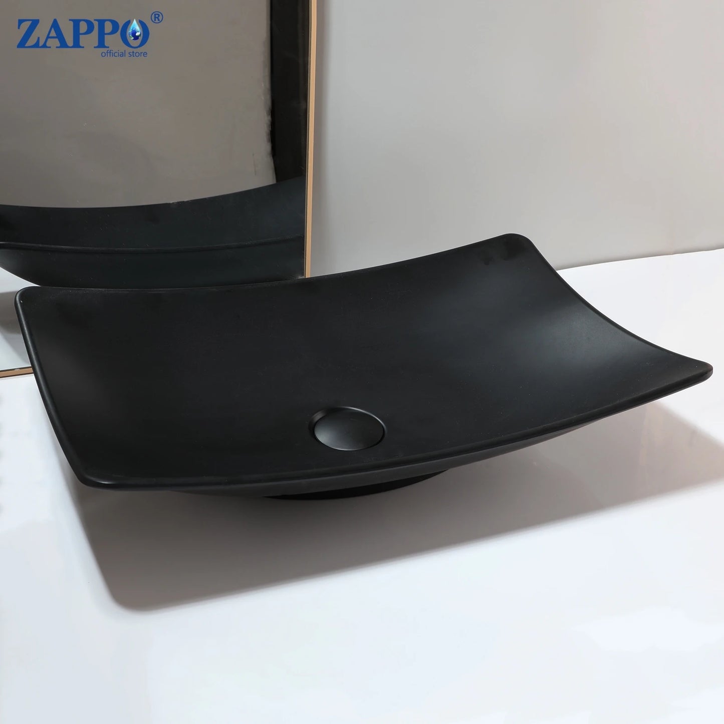 ZAPPO Bathroom Vessel Sink With Drain Bathroom Stone Resin Washbasin Round Above Counter Bowl Sinks for Bar Hotel (No Faucet)