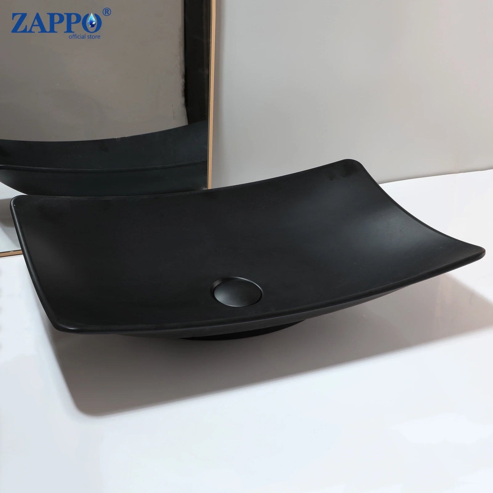 ZAPPO Bathroom Vessel Sink With Drain Bathroom Stone Resin Washbasin Round Above Counter Bowl Sinks for Bar Hotel (No Faucet)