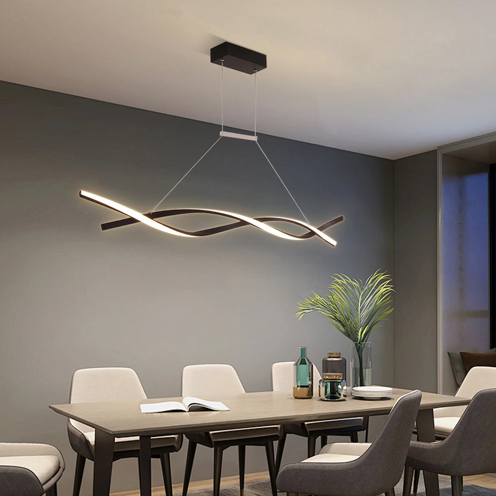 Modern Pendant Light With Remote For Bedrooms, 3 Lighting Modes