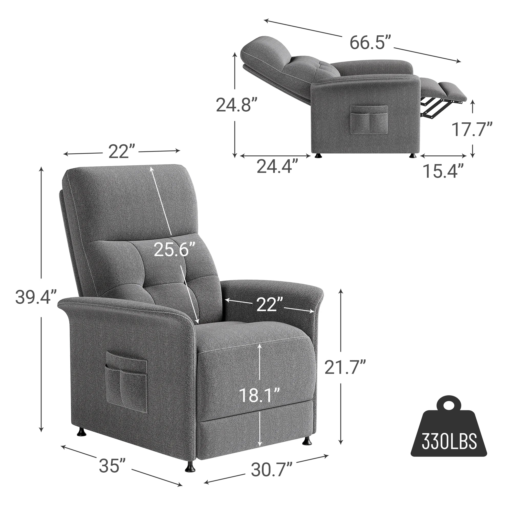 ZBOM Power Recliner Chair With Heated Massage Capability