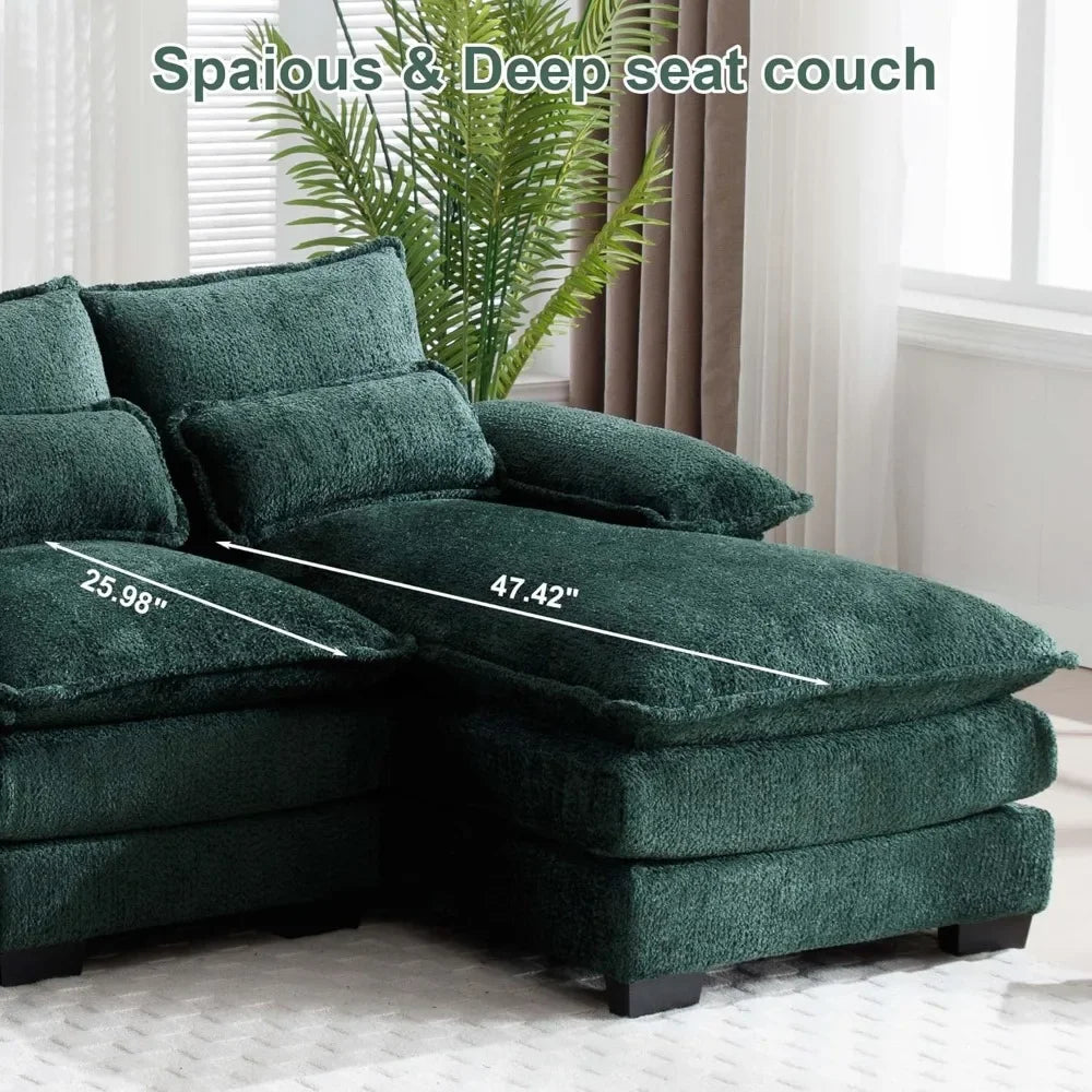 XMSJ Chenille U-Shaped Cloud Sectional Sofa