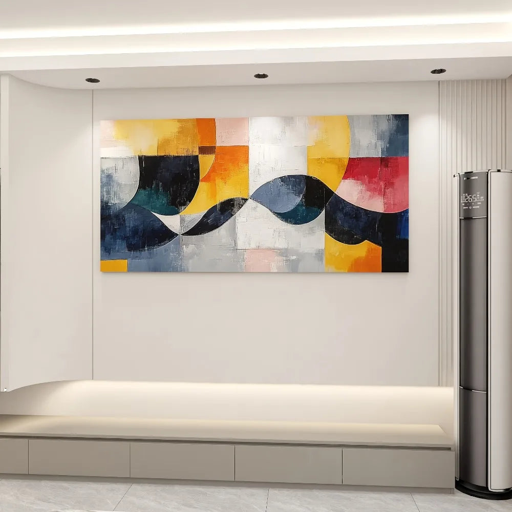 Modern Abstract Canvas Art Line Dance With Dynamic Geometric Design