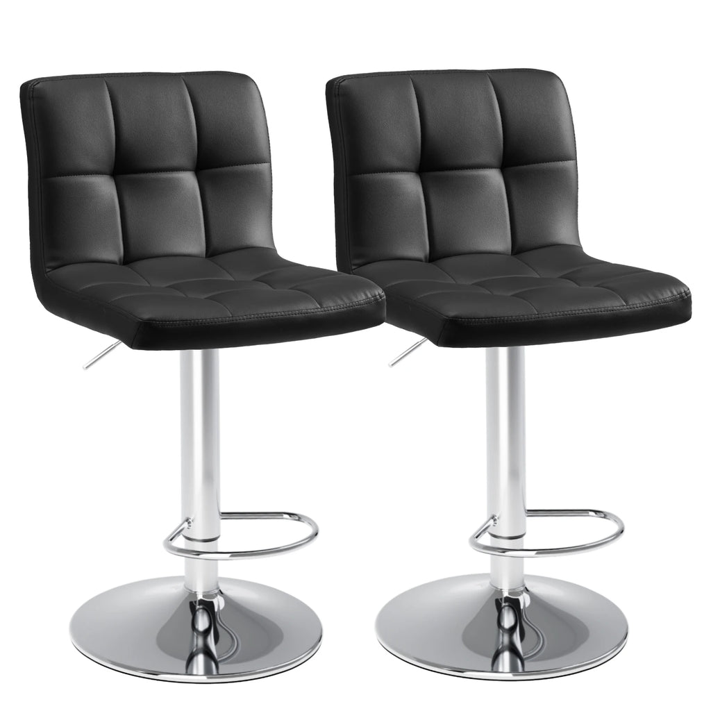JHK PU Leather Bar Stools Set Of 2 Comfortable Upholstered