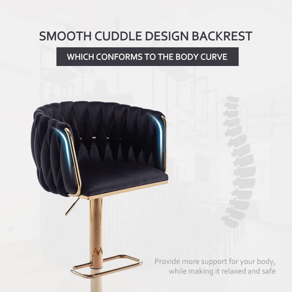 DAFIFY Velvet Swivel Bar Stools Set 4 Adjustable Counter