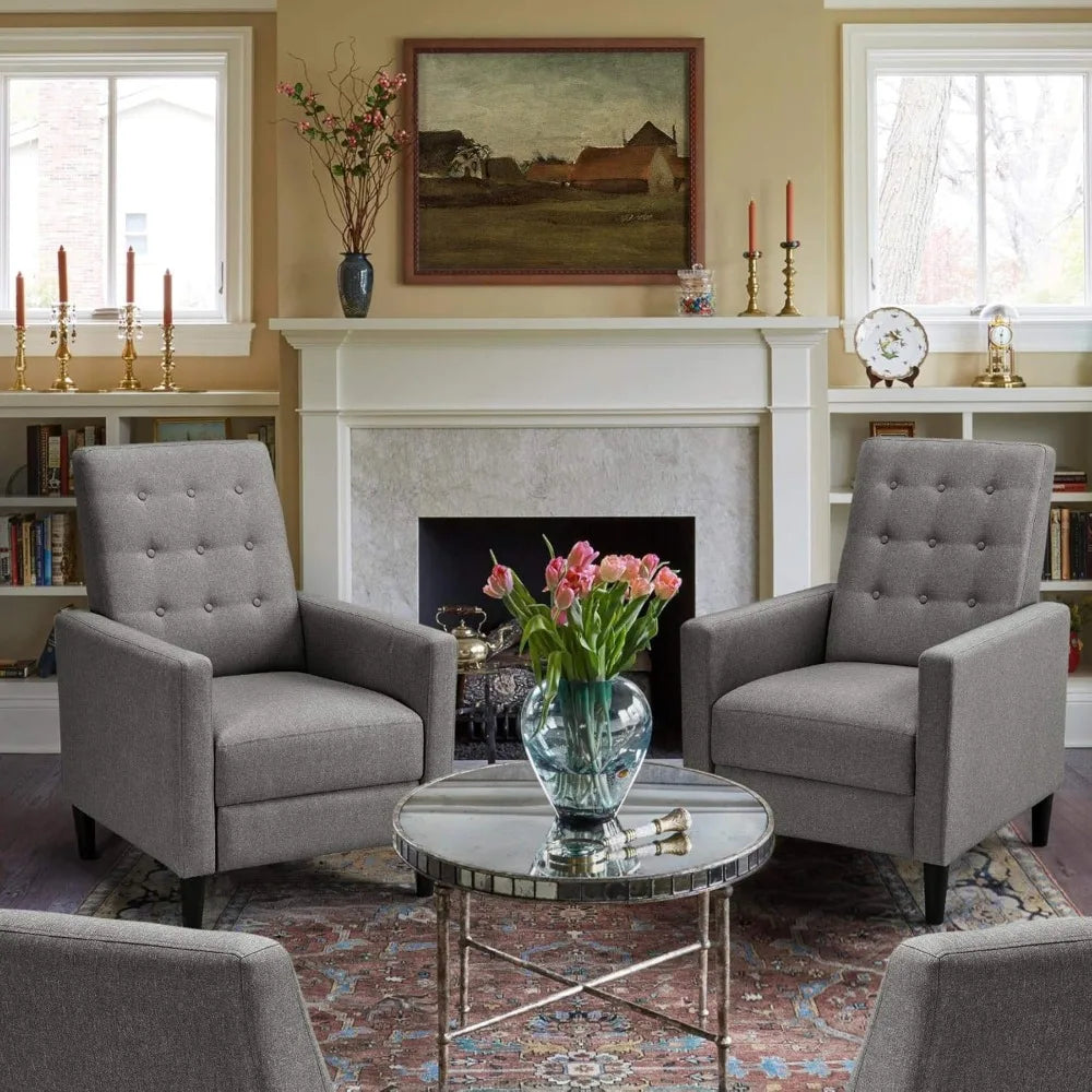 Fabric Mid Century Modern Recliner Chair With Adjustable Thick Cushion