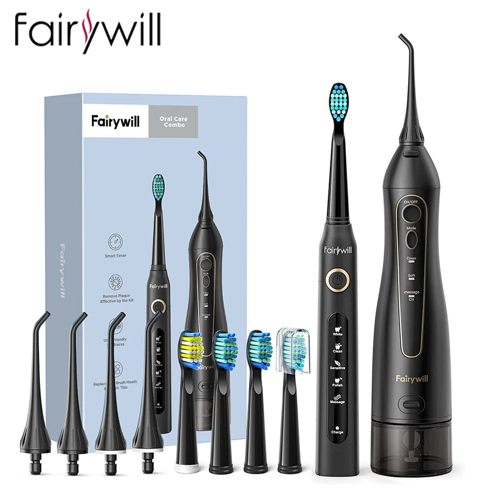 Fairywill Water Flosser And Electric Toothbrush Portable