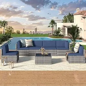 U-MAX 7 Piece Outdoor Patio Furniture Set Rattan Wicker