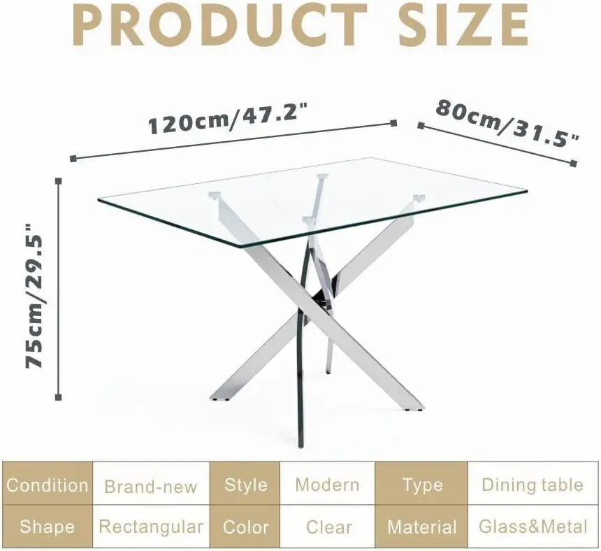 XMSJ 5 Piece Glass Dining Table Set For 4 With Chairs