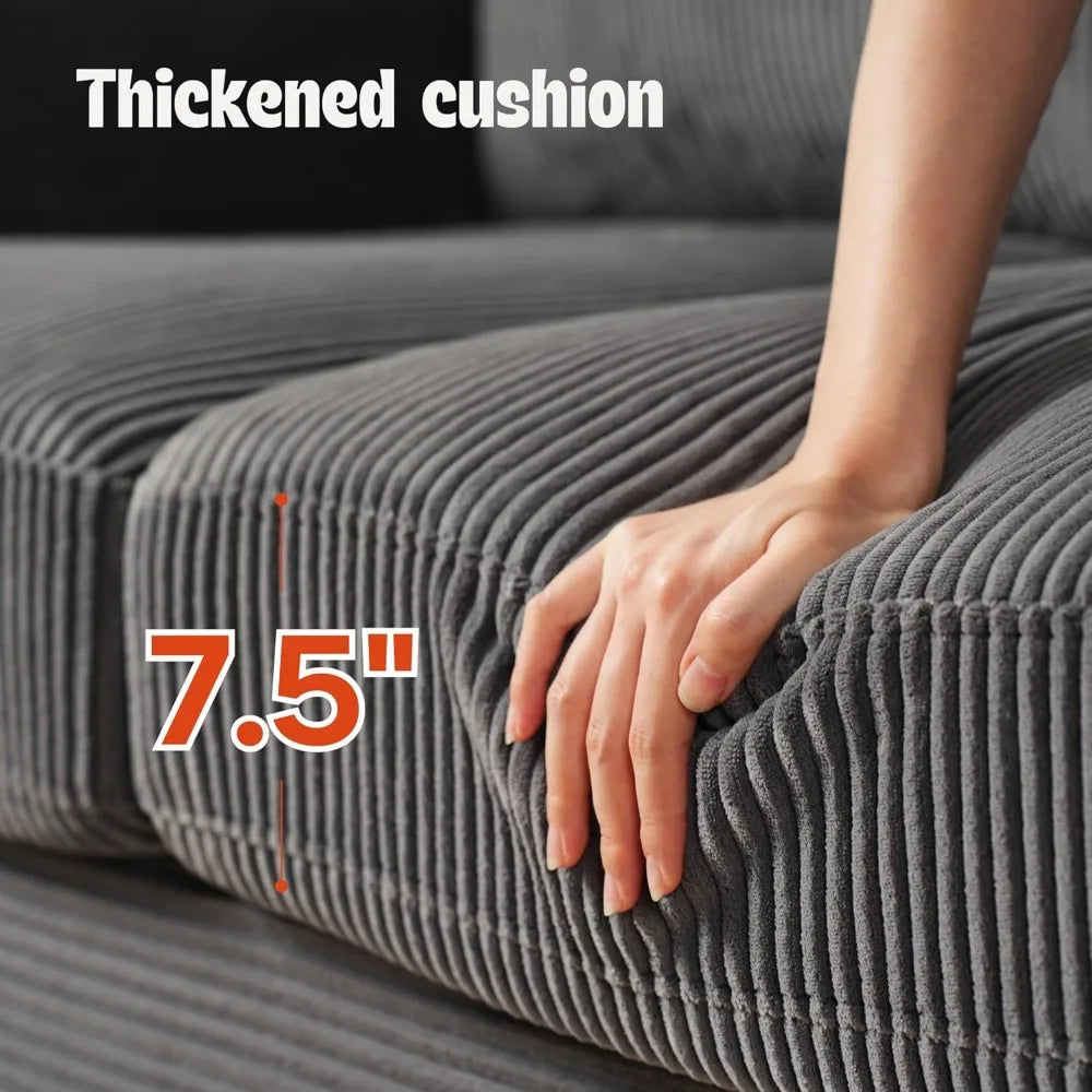 3 Seater Sofa Couch with Deep Seat,91" Comfy Cloud Couches for Living Room,Mid Century Modern Upholstered Sofa with Armrests