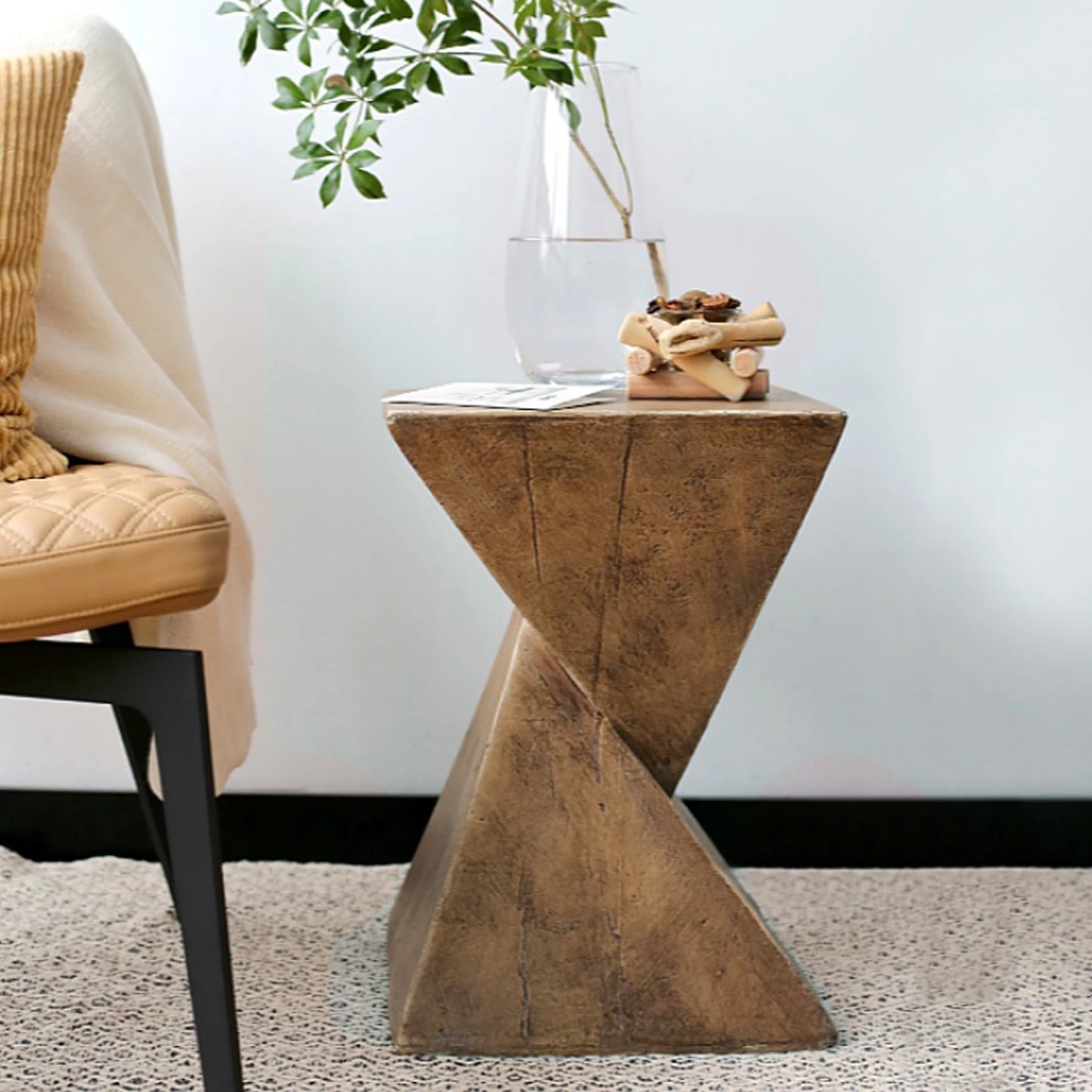 Wisfor Lightweight Concrete Triangle Accent Table For Indoor Outdoor Use