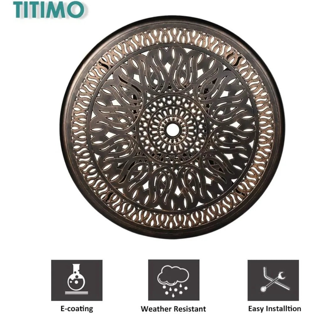 DAFIFY 3 Piece All Weather Outdoor Cast Aluminum Patio Dining Set With Round Table And Chairs