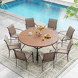 Sandshell Outdoor Patio Dining Set With Round Metal Table And Chairs