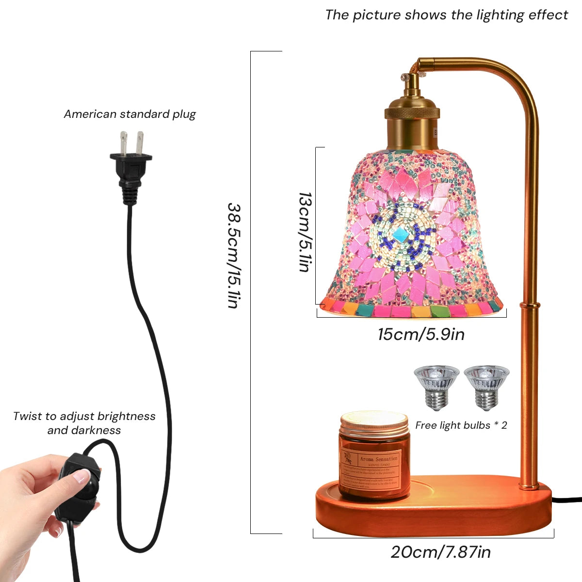 Bohemian style bedside lamp, 3 colors, hand-colored glass table lamp, retro, night light, decoration for living room and bedroom