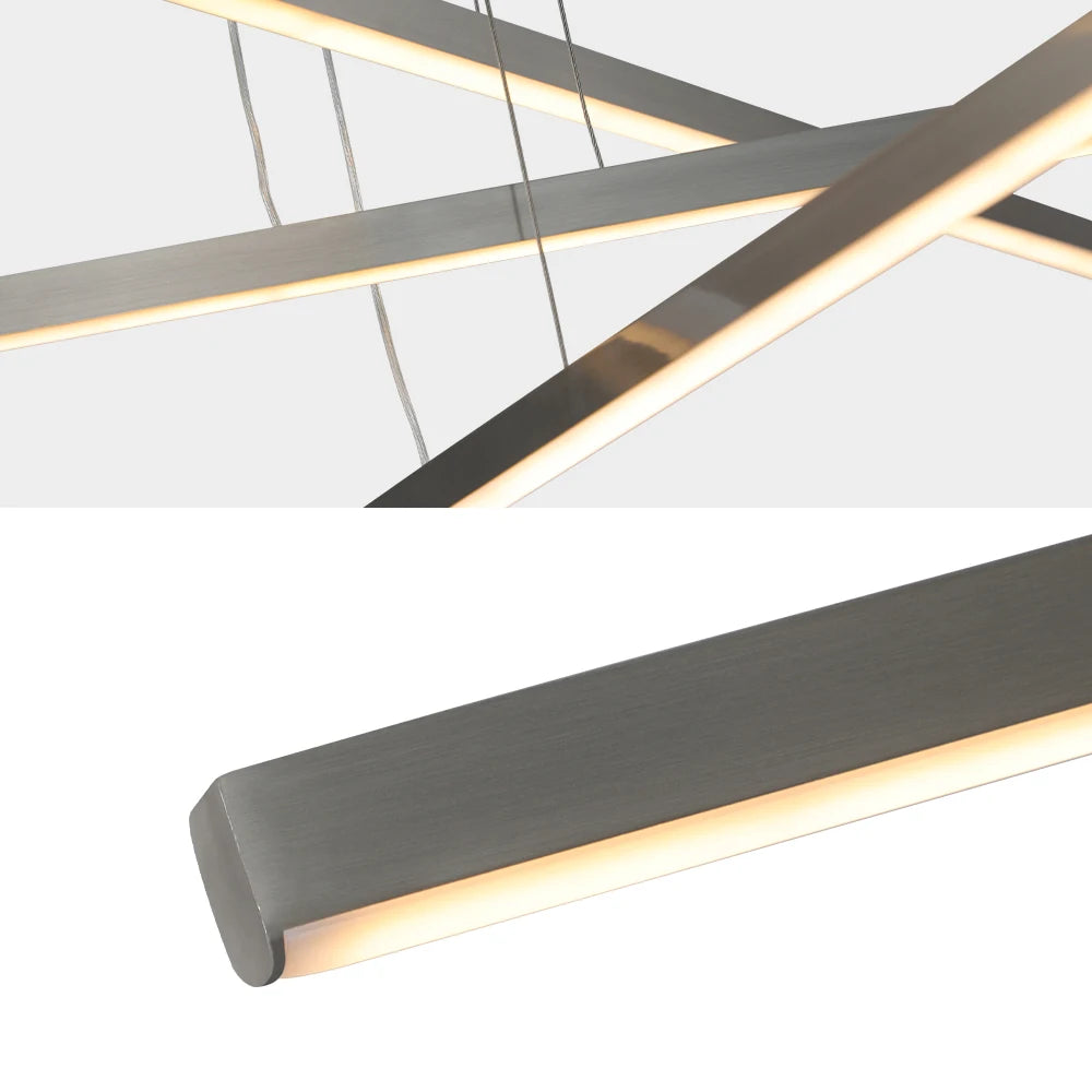 47.6 Inch Brushed Nickel LED Pendant Light-Adjustable Dimmable & 3000K-5000K, Linear Chandelier for Dining Room,Living Room