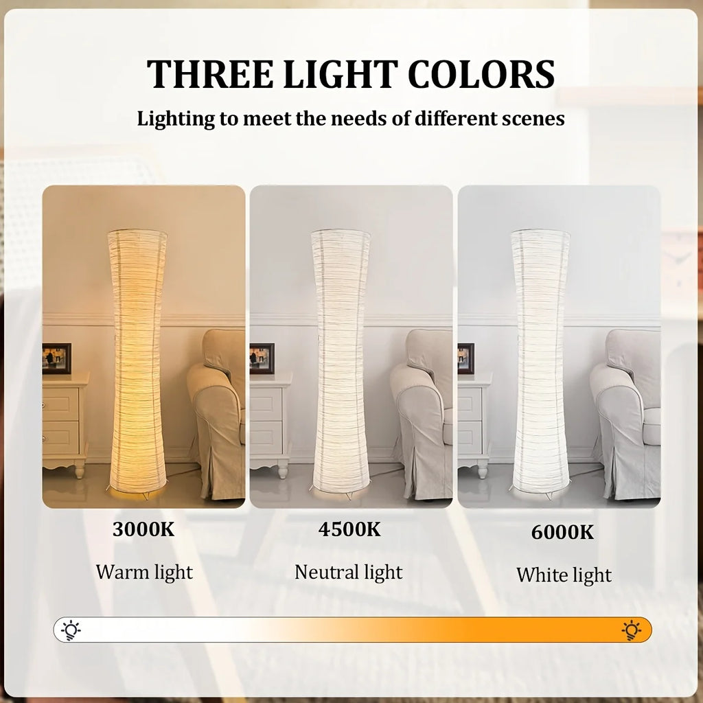 AUKYGGUSH LED Soft Light Floor Lamp Paper Lampshade