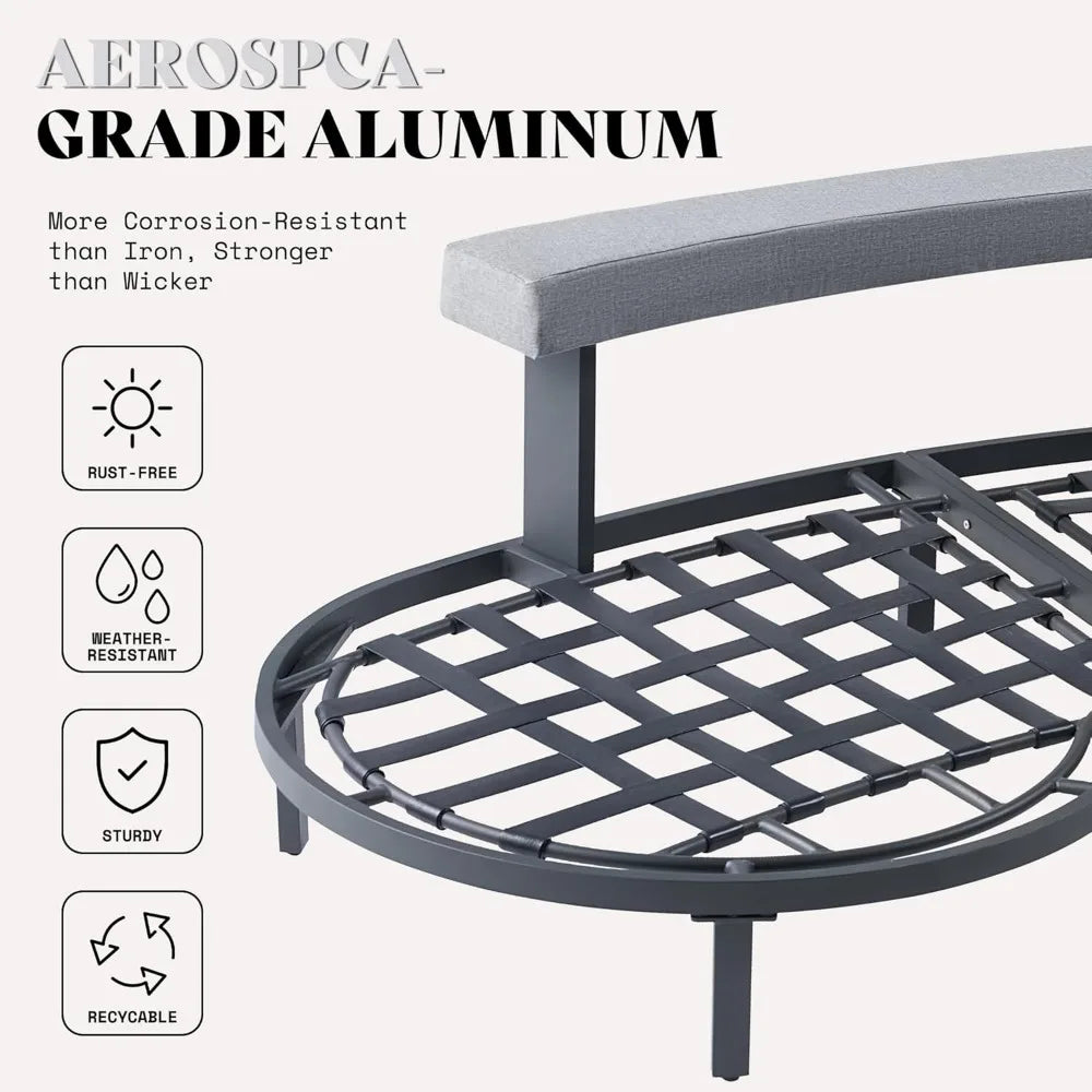 10-Seat Aluminum Outdoor Patio Furniture Set With Modular Curved Conversation All Weather Cushions