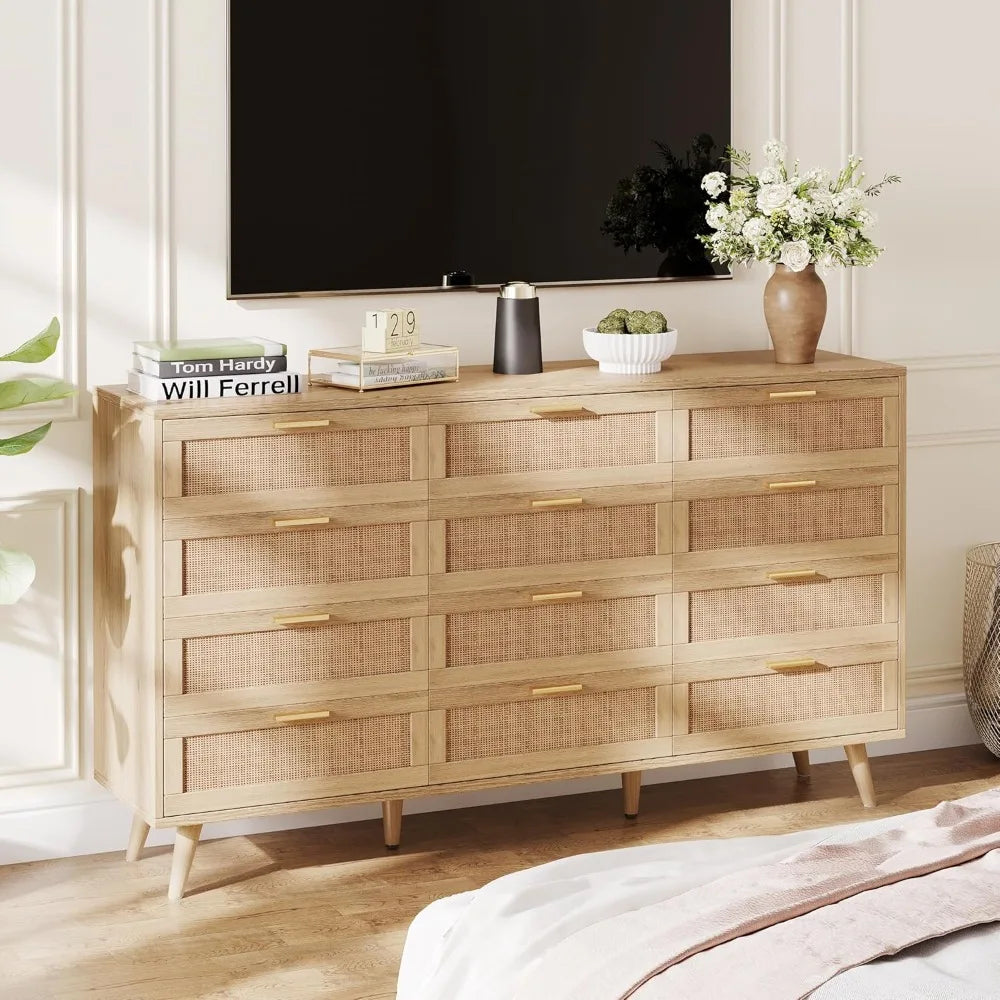 ZHIYONG 12 Drawer Dresser Modern Wooden Chest With Handles