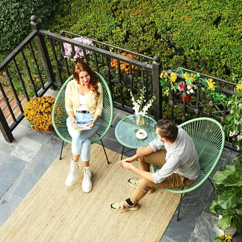 XMSJ Contemporary Outdoor Furniture Three Piece Acapulco Chairs Patio Table