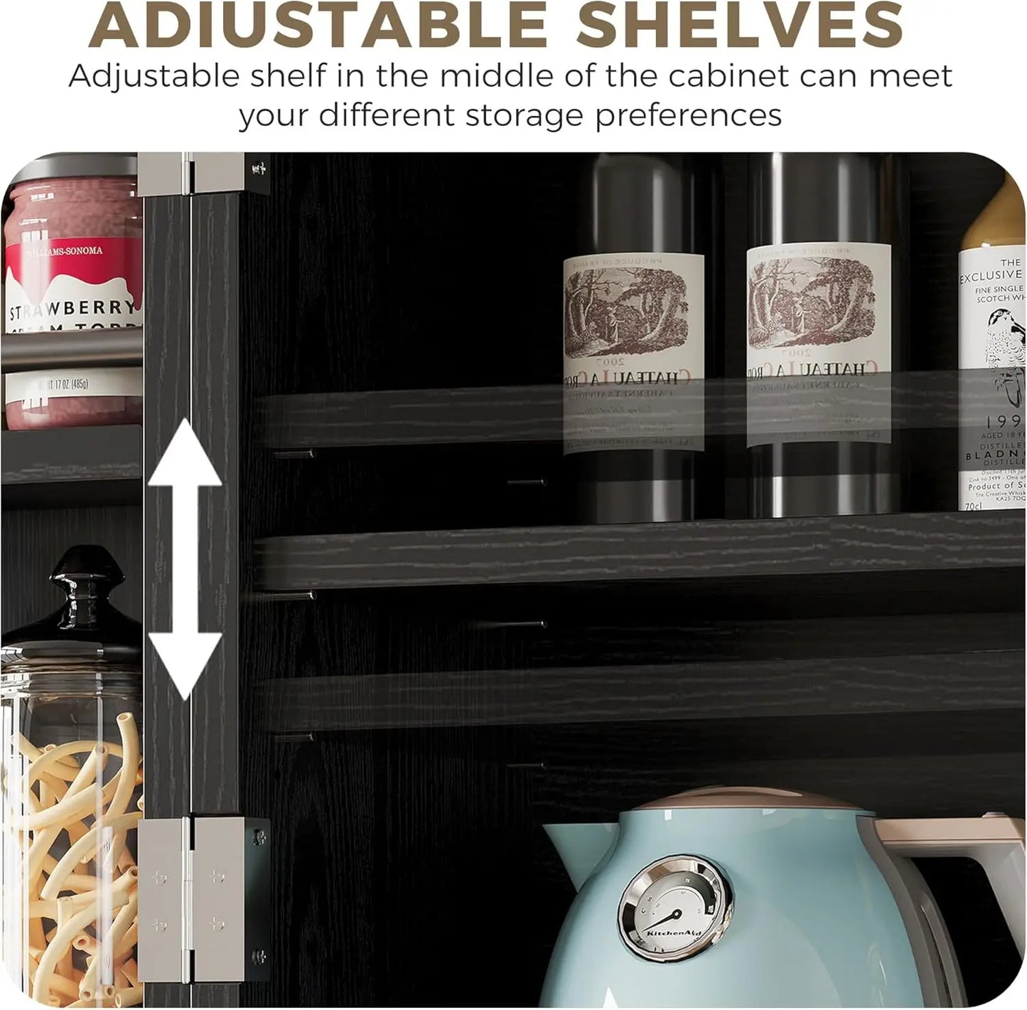 Farmhouse Kitchen Pantry Cabinet, 72" Height Tall Freestanding Cupboard with Sliding Storage Rack and 6 Hanging Shelves·Hot Sale