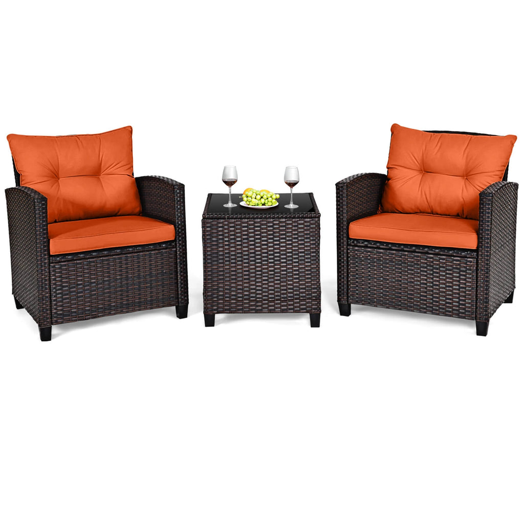 HOMASIS Outdoor Patio Rattan Furniture Set Cushioned Conversation Sofa