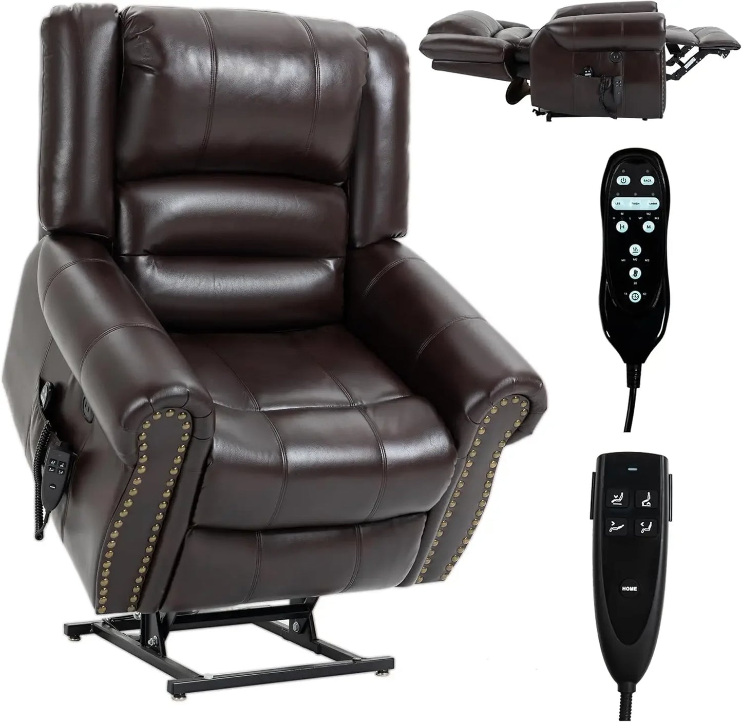 Dual Motor Power Lift Chair, Lay Flat Recliner Chair, Electric Recliner with Massage and Heat for Elderly, Remote Control,