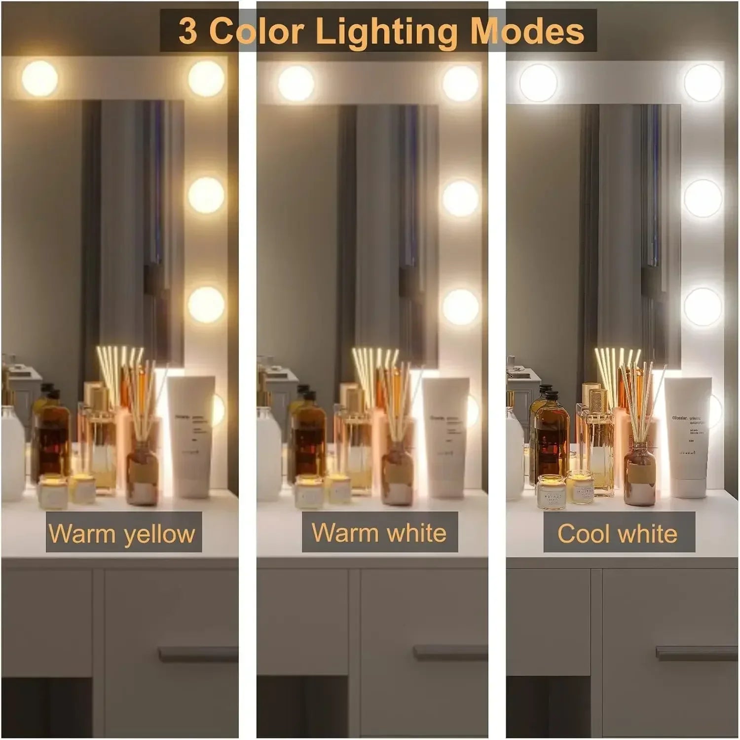XMSJ Vanity Table With Lighted Mirror 3 Lighting Modes