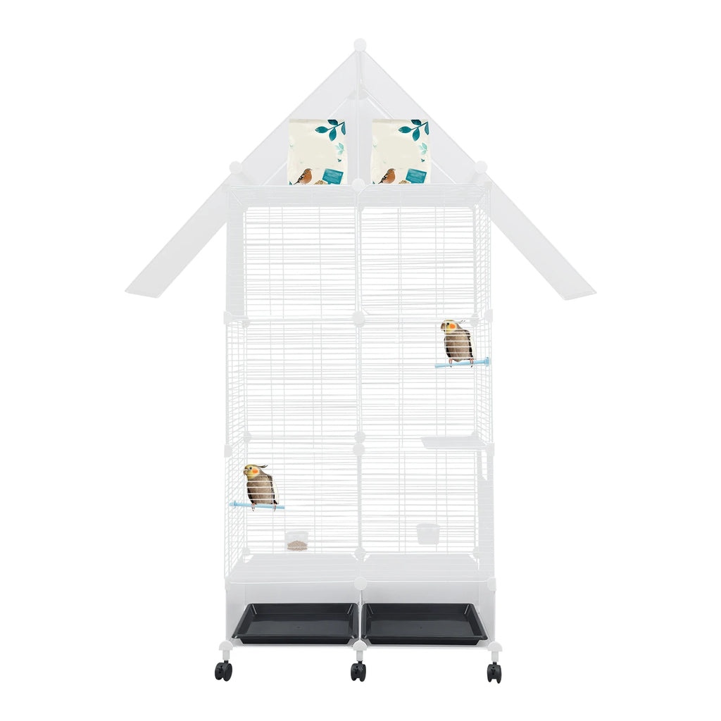 Large Bird Cage With Wheels Perches And Feeding Doors