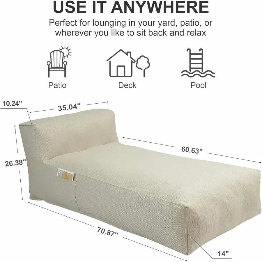 Outdoor Foam Bean Bag Bed Lounger Chair For Pool Patio