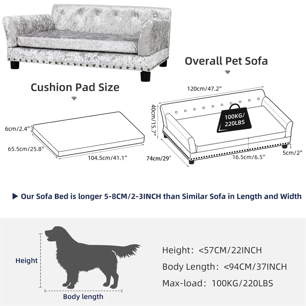 BORWARTCN Heavy Duty Pet Sofa Raised Dog Bed Removable Cover