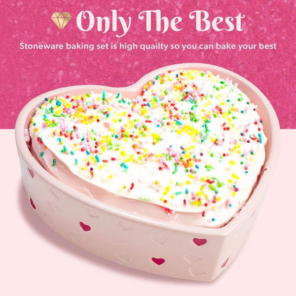 Ceramic Baker Set Square And Heart Dishes For Oven Use