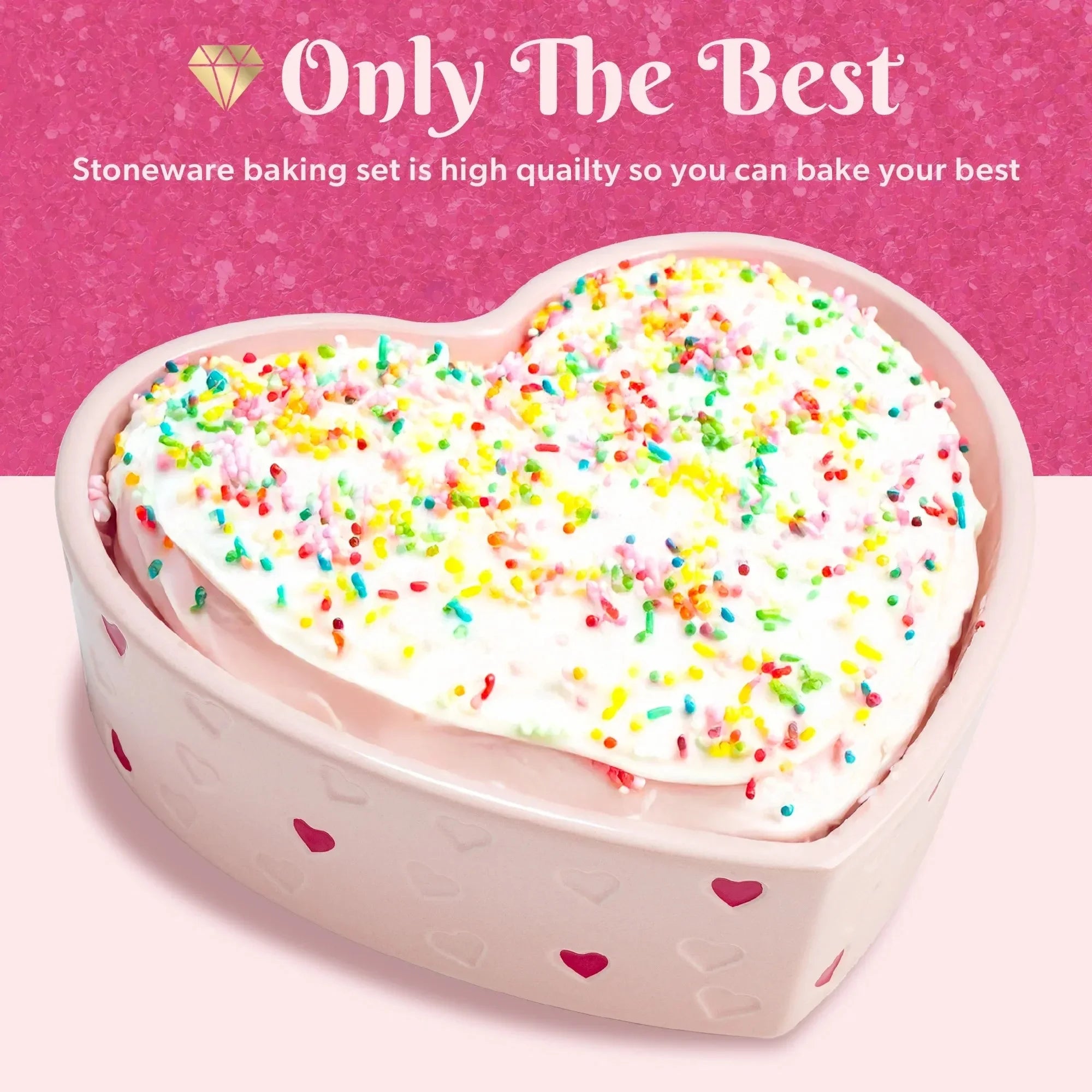 Ceramic Baker Set Square And Heart Dishes For Oven Use